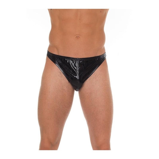 AMORABLE - TANGA NEGRO BRILLANTE TALLA ÚNICA