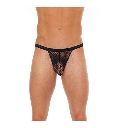 AMORABLE - TANGA REJILLA NEGRO TALLA ÚNICA