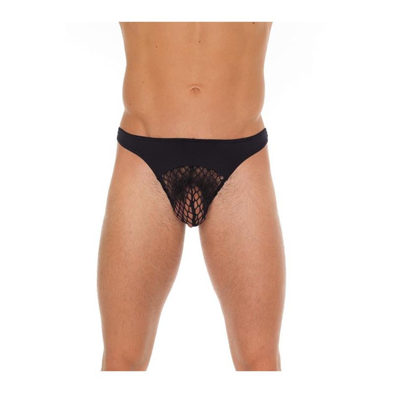 AMORABLE - TANGA REJILLA NEGRO TALLA ÚNICA
