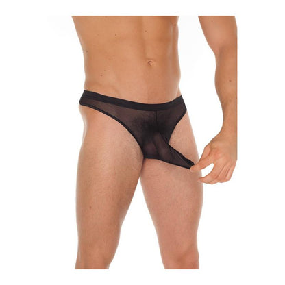 AMORABLE - TANGA REJILLA NEGRO TALLA ÚNICA