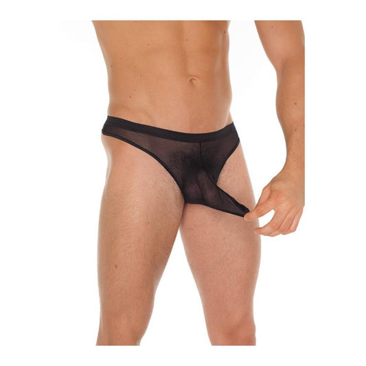 AMORABLE - TANGA REJILLA NEGRO TALLA ÚNICA
