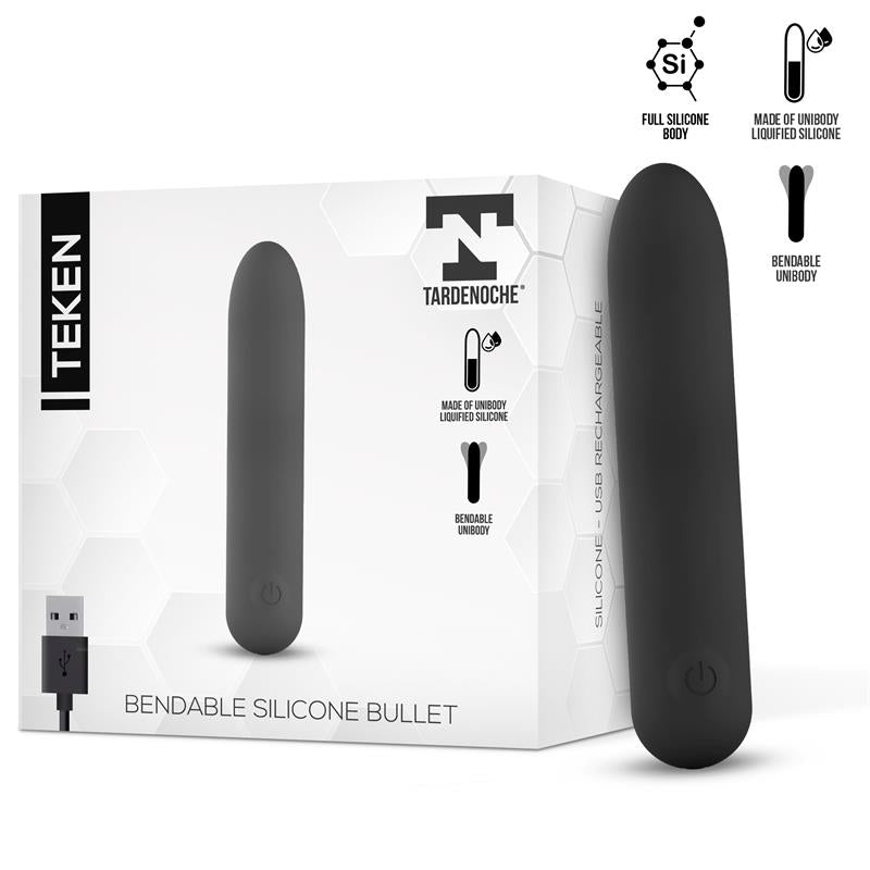 TARDENOCHE - TEKEN BALA VIBRADORA FLEXIBLE SILICONA LÍQUIDA UNIBODY USB MAGNÉTICO
