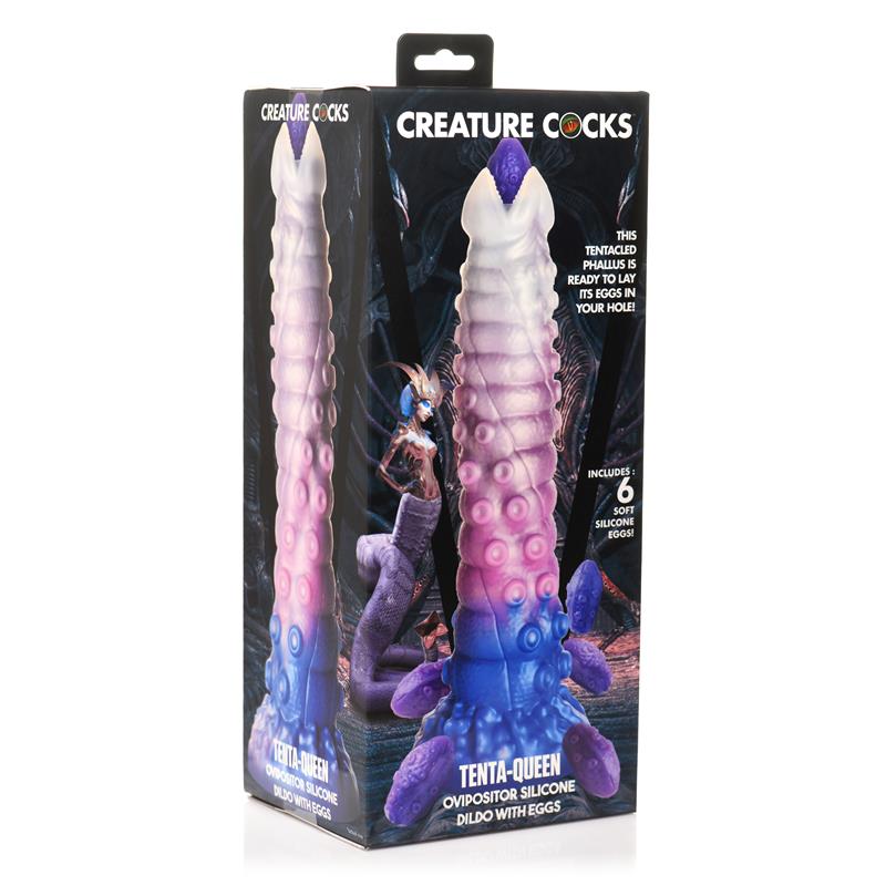 CREATURE COCKS - TENTA-QUEEN DILDO OVIPOSITOR CON 6 HUEVOS