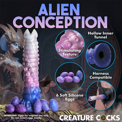 CREATURE COCKS - TENTA-QUEEN DILDO OVIPOSITOR CON 6 HUEVOS