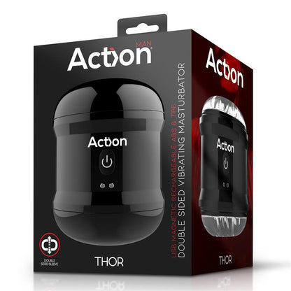 ACTION - THOR MASTURBADOR CON VIBRACIÓN DOBLE ORIFICIO
