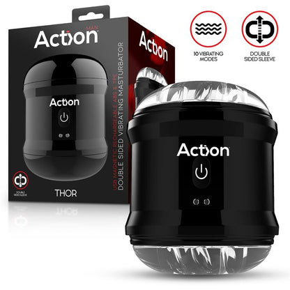 ACTION - THOR MASTURBADOR CON VIBRACIÓN DOBLE ORIFICIO