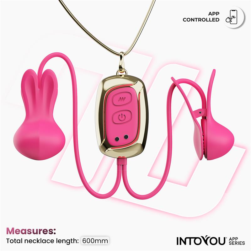 INTOYOU APP SERIES - TICKLY PINZAS PARA PEZONES CON VIBRACIÓN, CONTROL Y COLLAR CON APP
