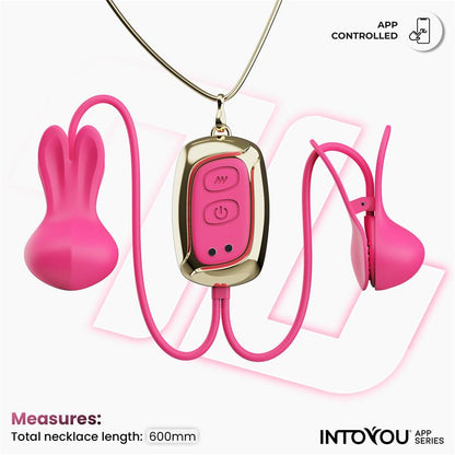INTOYOU APP SERIES - TICKLY PINZAS PARA PEZONES CON VIBRACIÓN, CONTROL Y COLLAR CON APP