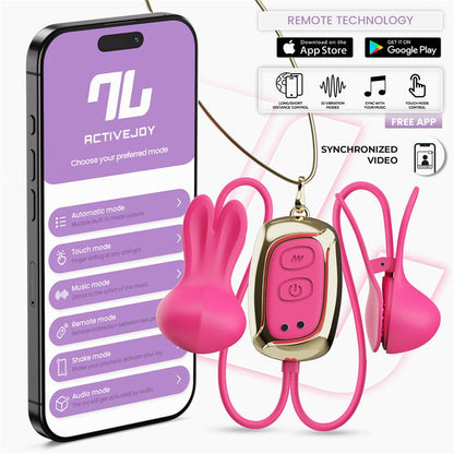 INTOYOU APP SERIES - TICKLY PINZAS PARA PEZONES CON VIBRACIÓN, CONTROL Y COLLAR CON APP