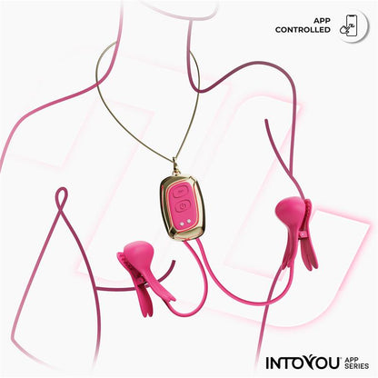 INTOYOU APP SERIES - TICKLY PINZAS PARA PEZONES CON VIBRACIÓN, CONTROL Y COLLAR CON APP