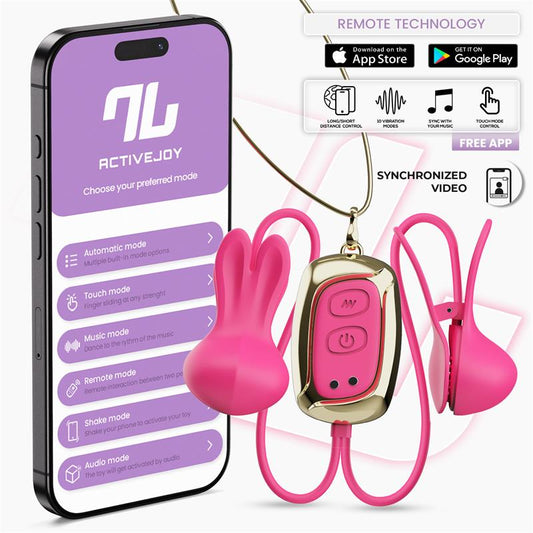 INTOYOU APP SERIES - TICKLY PINZAS PARA PEZONES CON VIBRACIÓN, CONTROL Y COLLAR CON APP