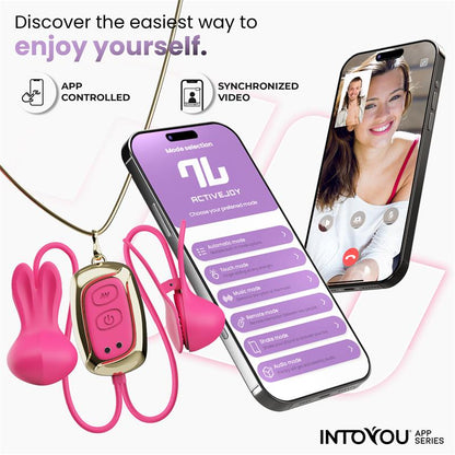 INTOYOU APP SERIES - TICKLY PINZAS PARA PEZONES CON VIBRACIÓN, CONTROL Y COLLAR CON APP