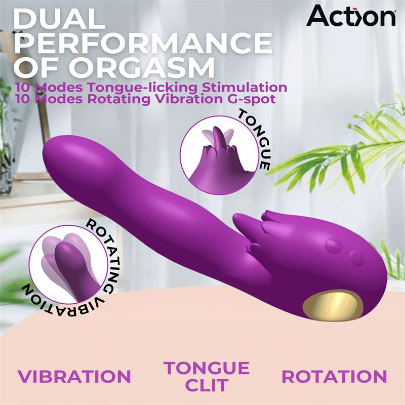 ACTION - TOKA VIBRADOR CON OSCILACIÓN 360º Y LENGUA ESTIMULADORA