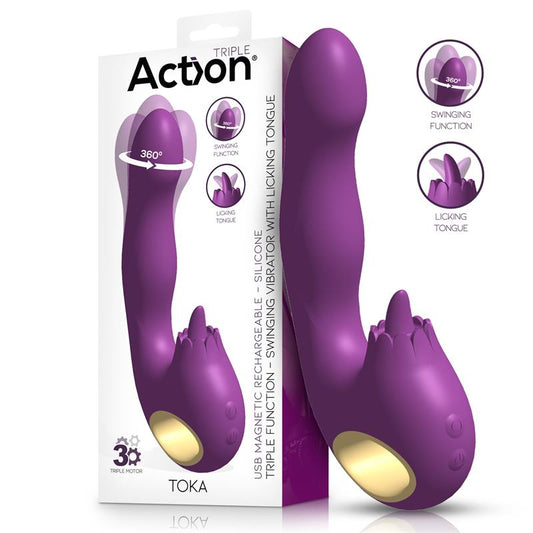 ACTION - TOKA VIBRADOR CON OSCILACIÓN 360º Y LENGUA ESTIMULADORA