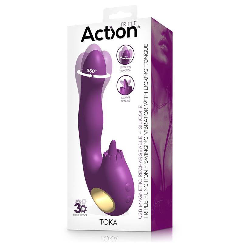 ACTION - TOKA VIBRADOR CON OSCILACIÓN 360º Y LENGUA ESTIMULADORA