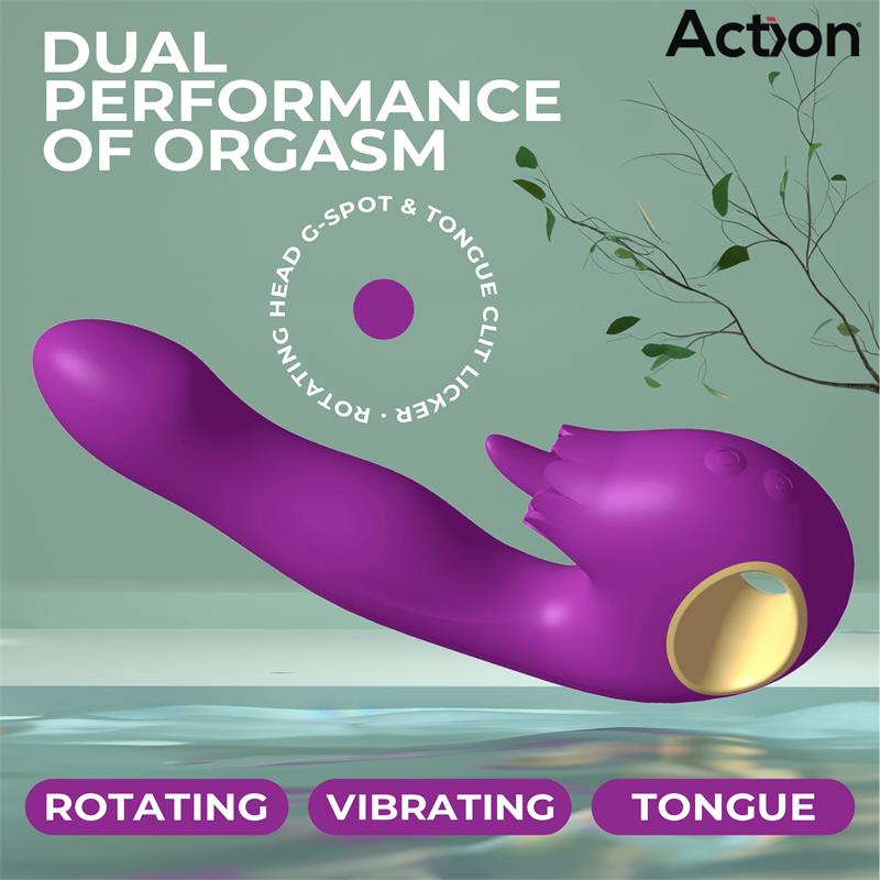 ACTION - TOKA VIBRADOR CON OSCILACIÓN 360º Y LENGUA ESTIMULADORA