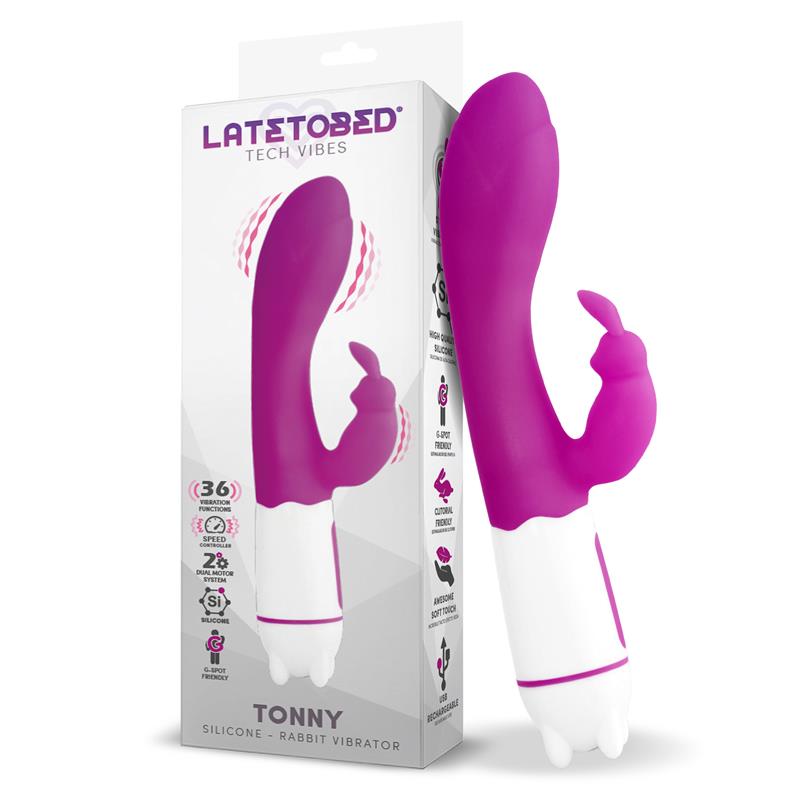 LATETOBED - TONNY VIBRADOR USB PUNTO G 36 FUNCIONES SILICONA PÚRPURA