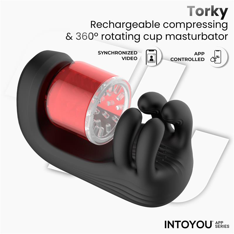 INTOYOU APP SERIES - TORKY MASTURBADOR CON ROTACIÓN COMPRESIÓN CON APP