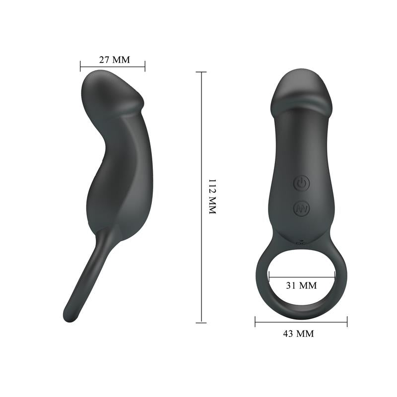 PRETTYLOVE - TRAE ANILLO VIBRADOR  SILICONA USB NEGRO