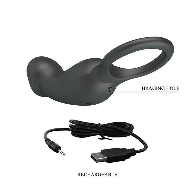 PRETTYLOVE - TRAE ANILLO VIBRADOR  SILICONA USB NEGRO