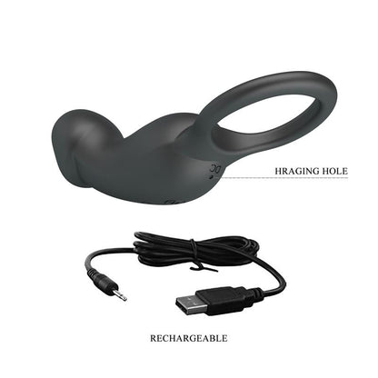 PRETTYLOVE - TRAE ANILLO VIBRADOR  SILICONA USB NEGRO
