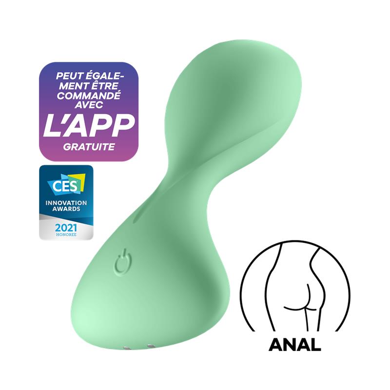 SATISFYER - TRENDSETTER PLUG ANAL CON VIBRACIÓN Y APP VERDE CLARO