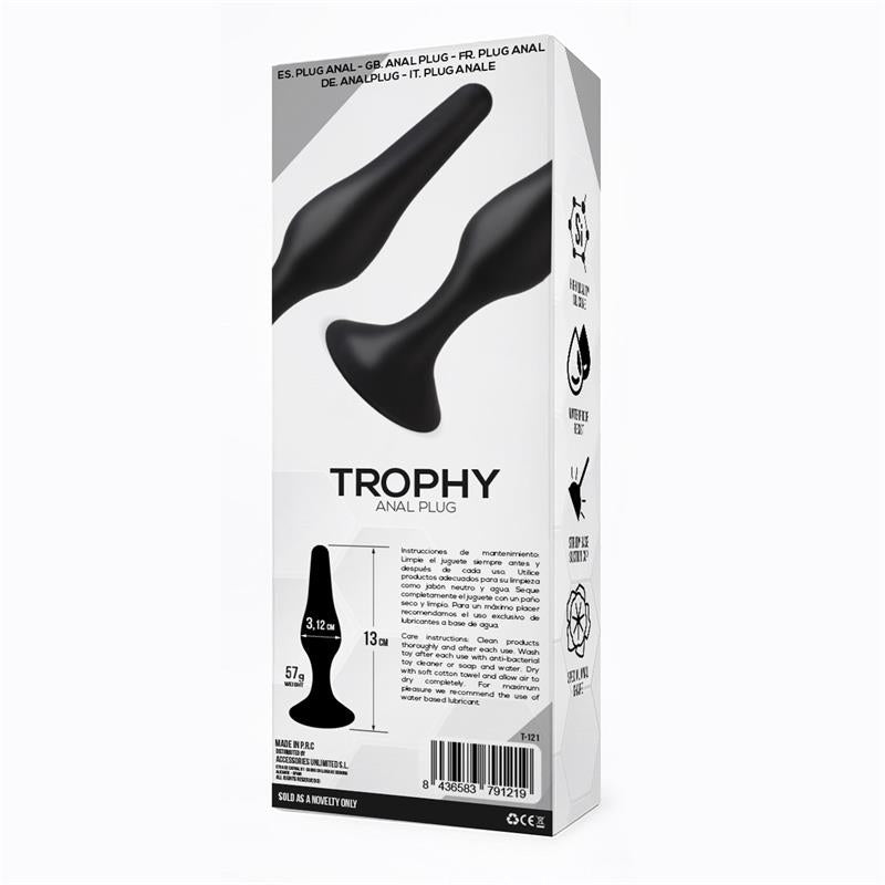 TARDENOCHE - TROPHY PLUG ANAL 13 CM SILICONA NEGRO
