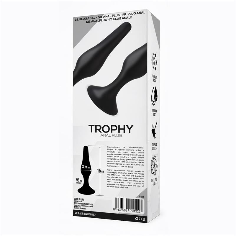 TARDENOCHE - TROPHY PLUG ANAL 15 CM SILICONA NEGRO