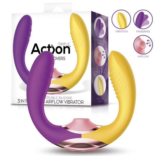 ACTION - TWO LOVERS 3 IN 1 VIBRADOR CON FINGER Y SUCCIÓN