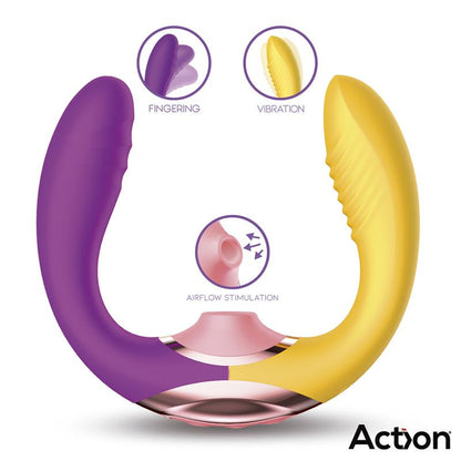 ACTION - TWO LOVERS 3 IN 1 VIBRADOR CON FINGER Y SUCCIÓN