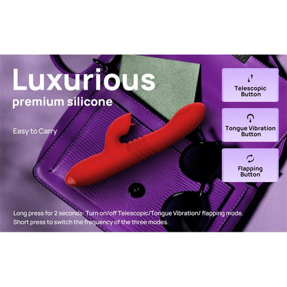 INTENSE - DUA VIBRADOR MULTIFUNCIÓN RECARGABLE UP & DOWN CON LENGUA ROJO