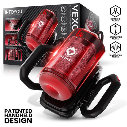 INTOYOU - VEXOR 3 IN 1 MASTURBADOR MASCULINO SUCCION, EMPUJE Y VIBRACIÓN USB-C