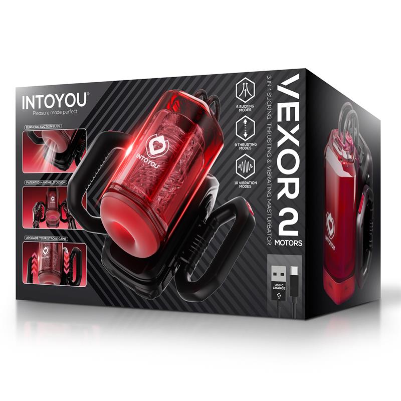 INTOYOU - VEXOR 3 IN 1 MASTURBADOR MASCULINO SUCCION, EMPUJE Y VIBRACIÓN USB-C
