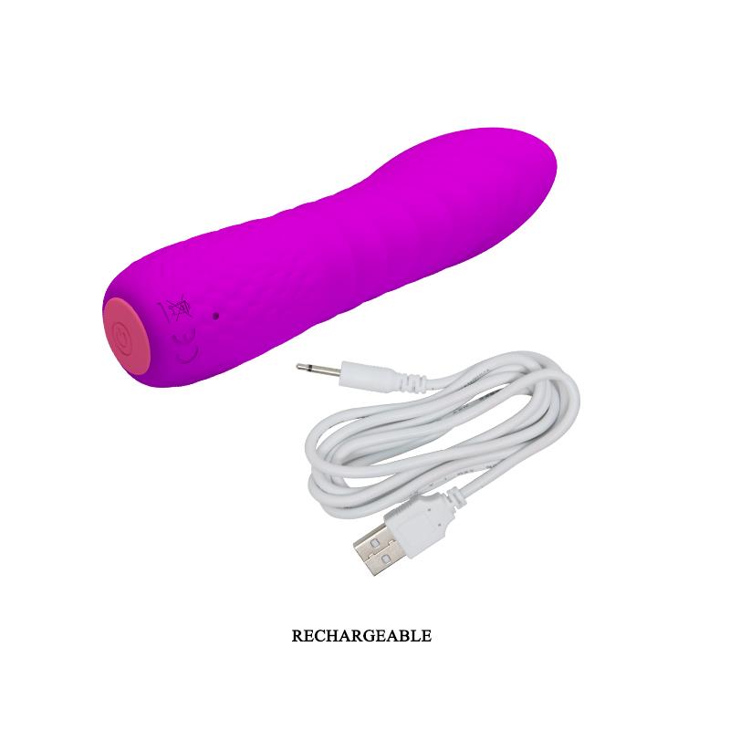 PRETTYLOVE - VIBRADOR ABNER USB SILICONA PURPURA