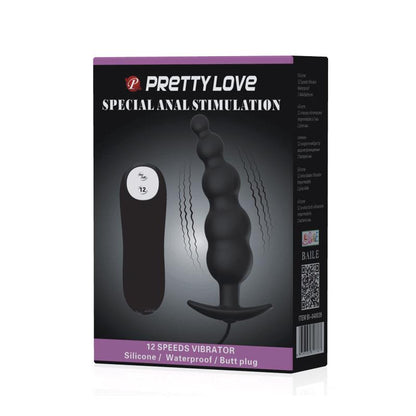 PRETTYLOVE - VIBRADOR ANAL BURBUJAS NEGRO CON CONTROL REMO CL70