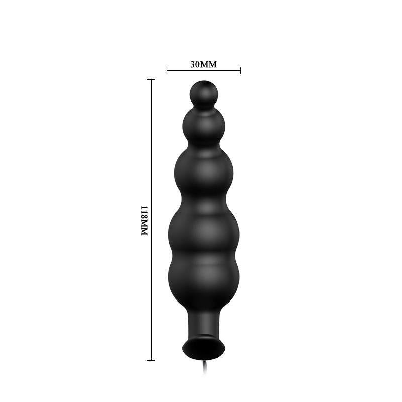 PRETTYLOVE - VIBRADOR ANAL BURBUJAS NEGRO CON CONTROL REMO CL70