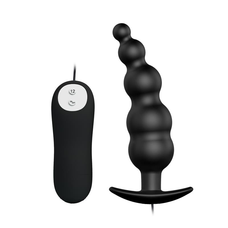 PRETTYLOVE - VIBRADOR ANAL BURBUJAS NEGRO CON CONTROL REMO CL70