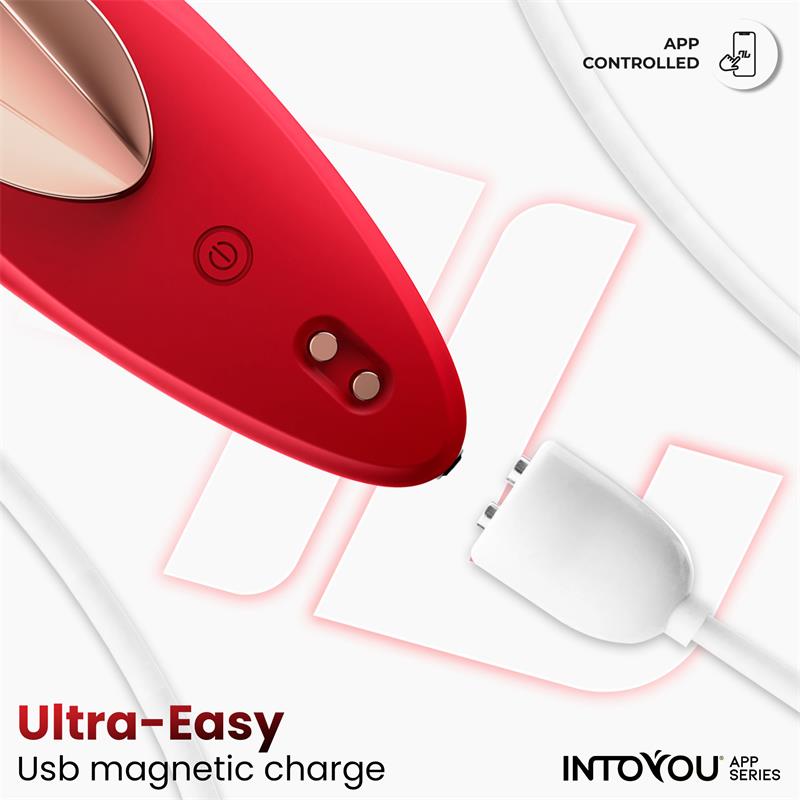 INTOYOU APP SERIES - VIBRADOR DE BRAGUITA CON APP SILICONA ROJO