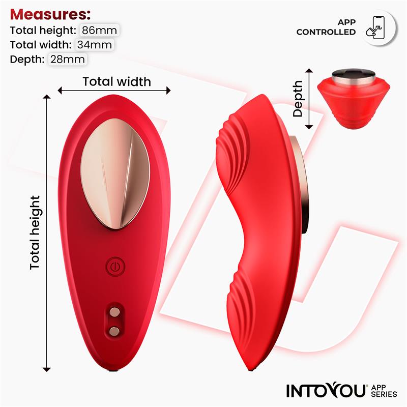 INTOYOU APP SERIES - VIBRADOR DE BRAGUITA CON APP SILICONA ROJO