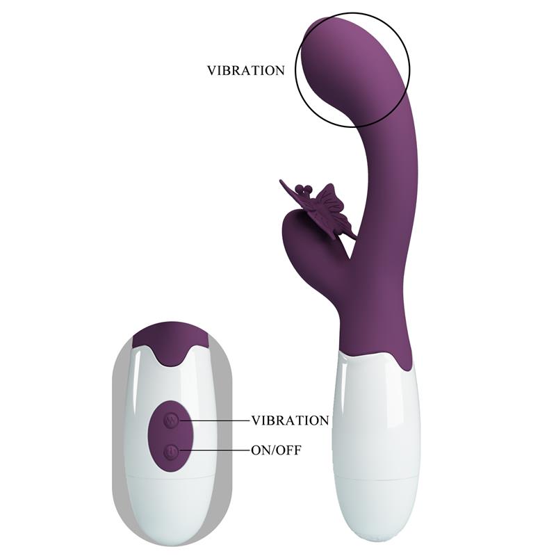 PRETTY LOVE - BUTTERFLY KISS VIBRADOR RABBIT & ESTIMULADOR PUNTO G MORADO