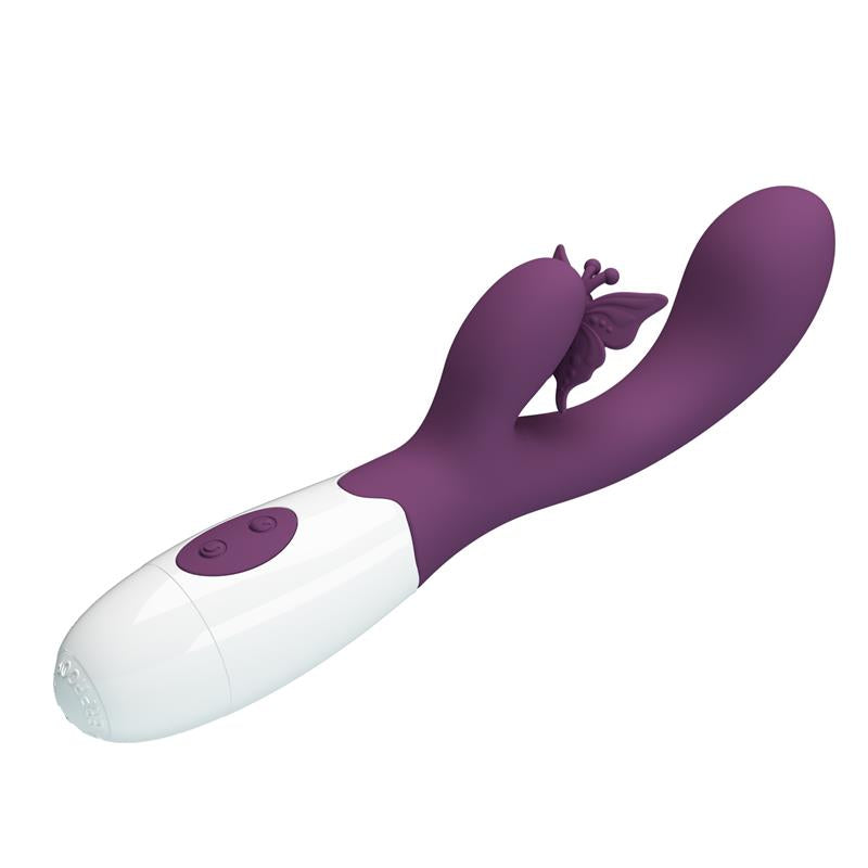 PRETTY LOVE - BUTTERFLY KISS VIBRADOR RABBIT & ESTIMULADOR PUNTO G MORADO