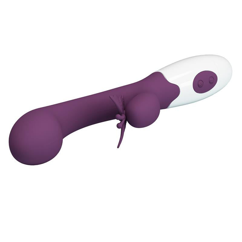 PRETTY LOVE - BUTTERFLY KISS VIBRADOR RABBIT & ESTIMULADOR PUNTO G MORADO
