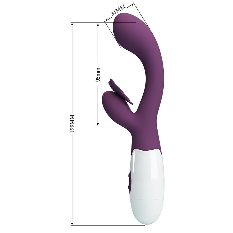 PRETTY LOVE - BUTTERFLY KISS VIBRADOR RABBIT & ESTIMULADOR PUNTO G MORADO