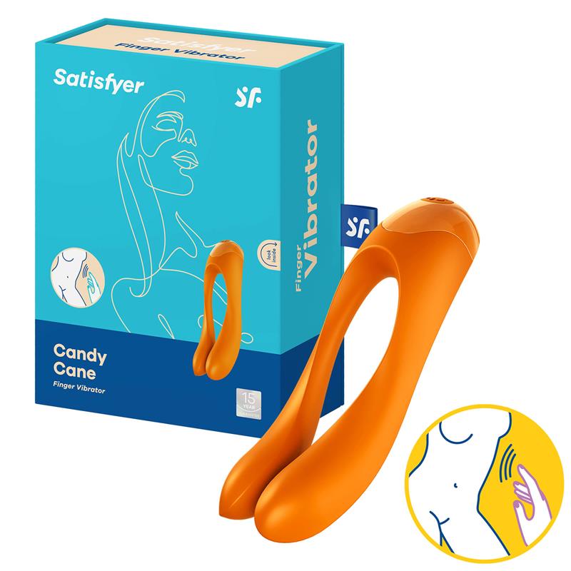 SATISFYER - CANDY CANE VIBRADOR DEDO NARANJA