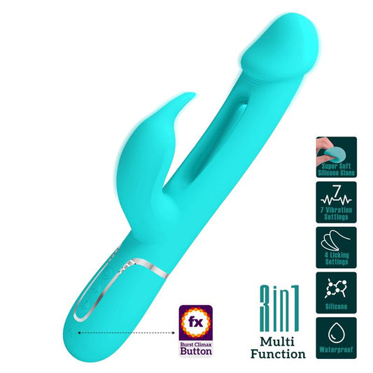 PRETTYLOVE - VIBRADOR CON LENGUA KAMPAS VERDE