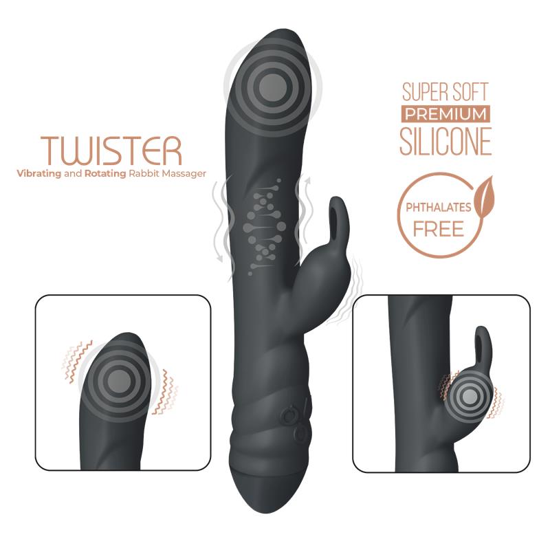 ADRIEN LASTIC - VIBRADOR CON ROTACIÓN 360° TWISTER