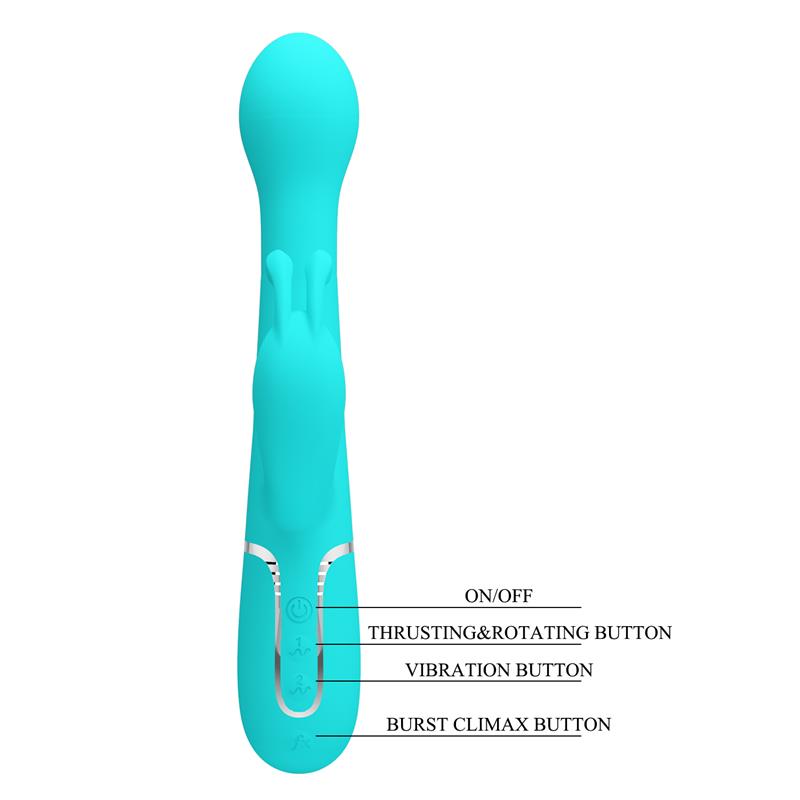 PRETTYLOVE - VIBRADOR CON THRUSTING Y BOLAS ROTATORIAS DEJON AZUL