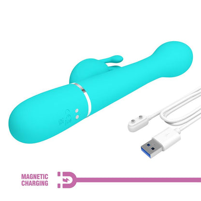 PRETTYLOVE - VIBRADOR CON THRUSTING Y BOLAS ROTATORIAS DEJON AZUL