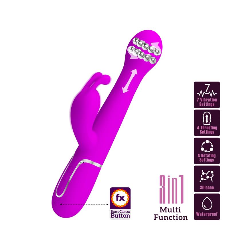 PRETTYLOVE - VIBRADOR CON THRUSTING Y BOLAS ROTATORIAS DEJON ROSA