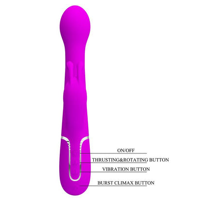 PRETTYLOVE - VIBRADOR CON THRUSTING Y BOLAS ROTATORIAS DEJON ROSA